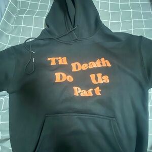 Black Hoodie with Orange Print
